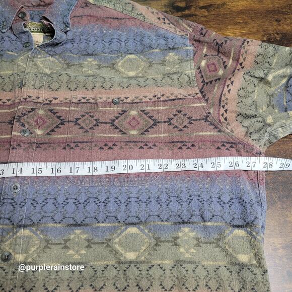 Vtg Cabela's Deerskin Soft Chamois Aztec Shirt 2XLT Pocket Outdoor Gorpcore Y2K - Picture 5 of 10